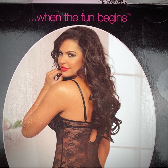 seven ‘til Midnight black Chemise Set One Size lingerie NIB new in box - Picture 9 of 9